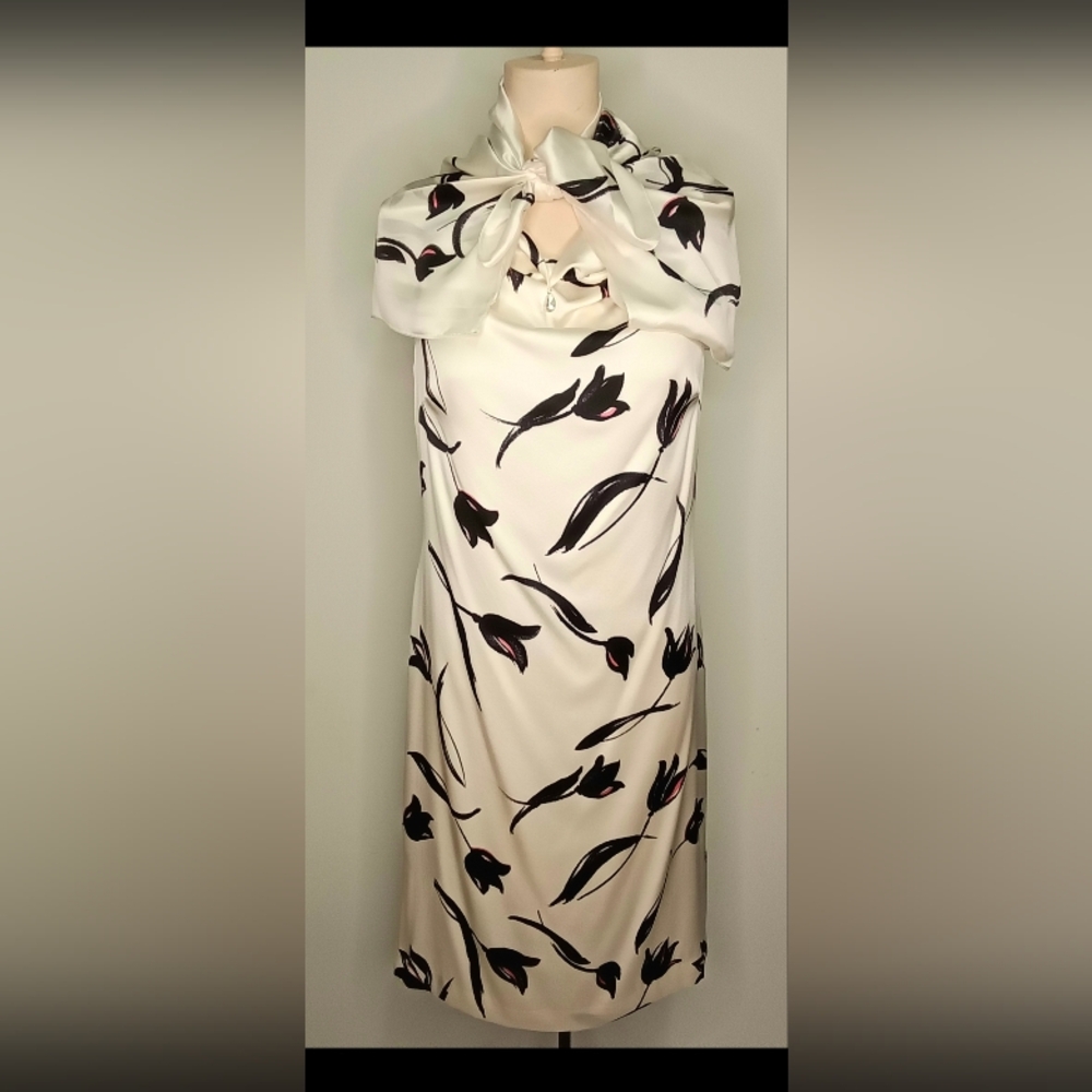St. John Silk Dress with matching Scarf NWT
